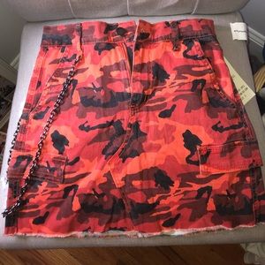red camo denim skirt